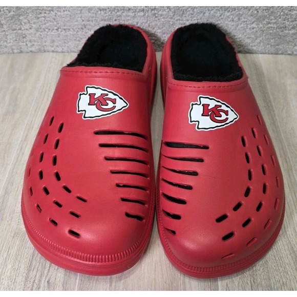FOCO NFL Kansas City Chiefs Fur Lined Clog Red Shoes Men's Size XL 13/14 NWOB - Picture 1 of 9